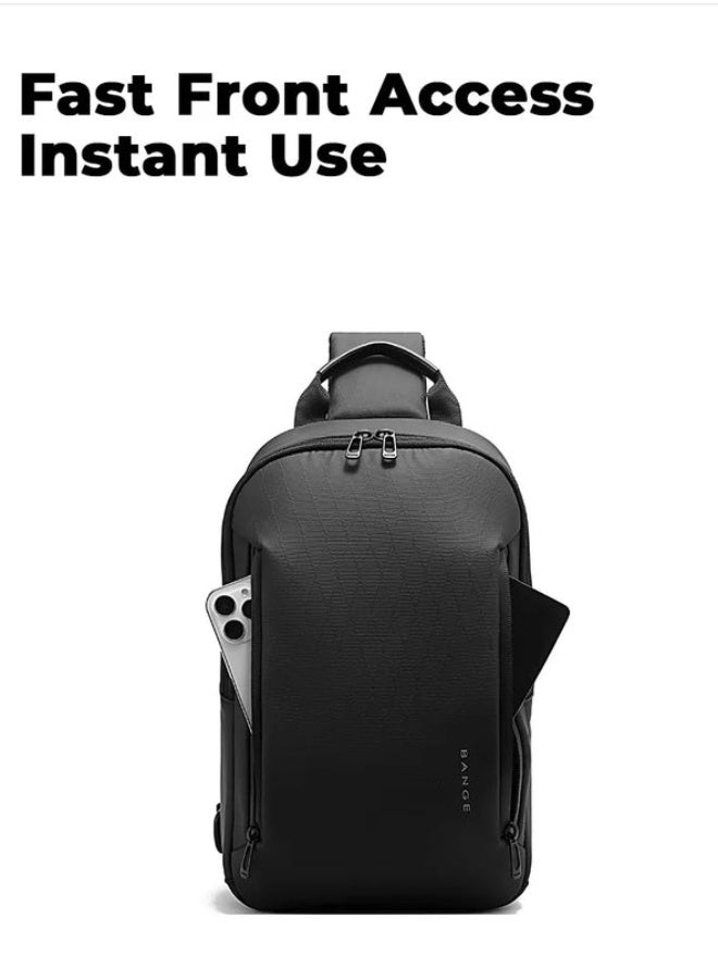BANGE 3077 Black Hot Selling Wholesale Lightweight Everyday Sling Chest Bag Waterproof Minimalist Ergonomic Crossbody Bag for Men - Image 5